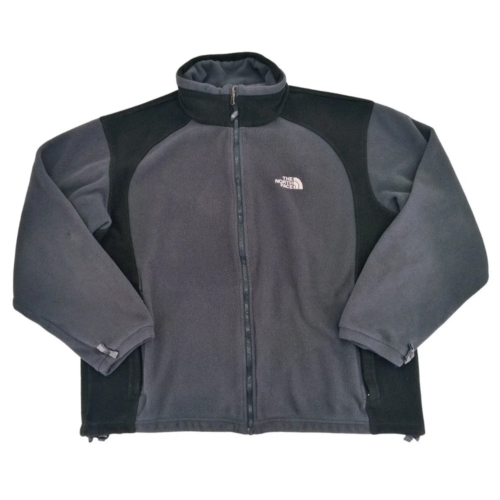 The North Face Fleece Jacket Mens Large Gray Full Zip Zip In Hiking Outdoor